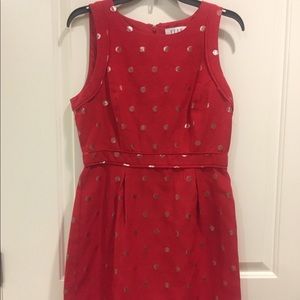 Elle dress red with silver polka dots